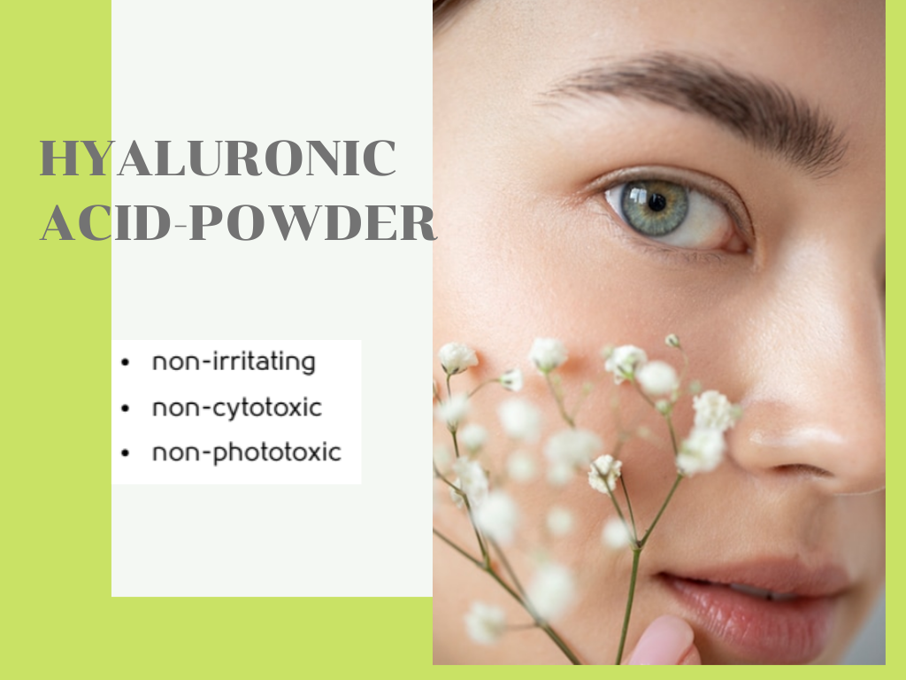 Hyaluronic Acid –Powder ไฮยาลูโรนิค แอซิดขนาดโมเลกุลใหญ่ 1,300 -1,800 kDa สร้างฟิมล์ปกคลุมผิว และช่วยรักษาความชุมชื้นให้กับผิว